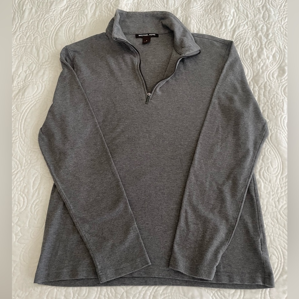 Men’s Michael Kors 100% Cotton Zip Gray Pullover sweater